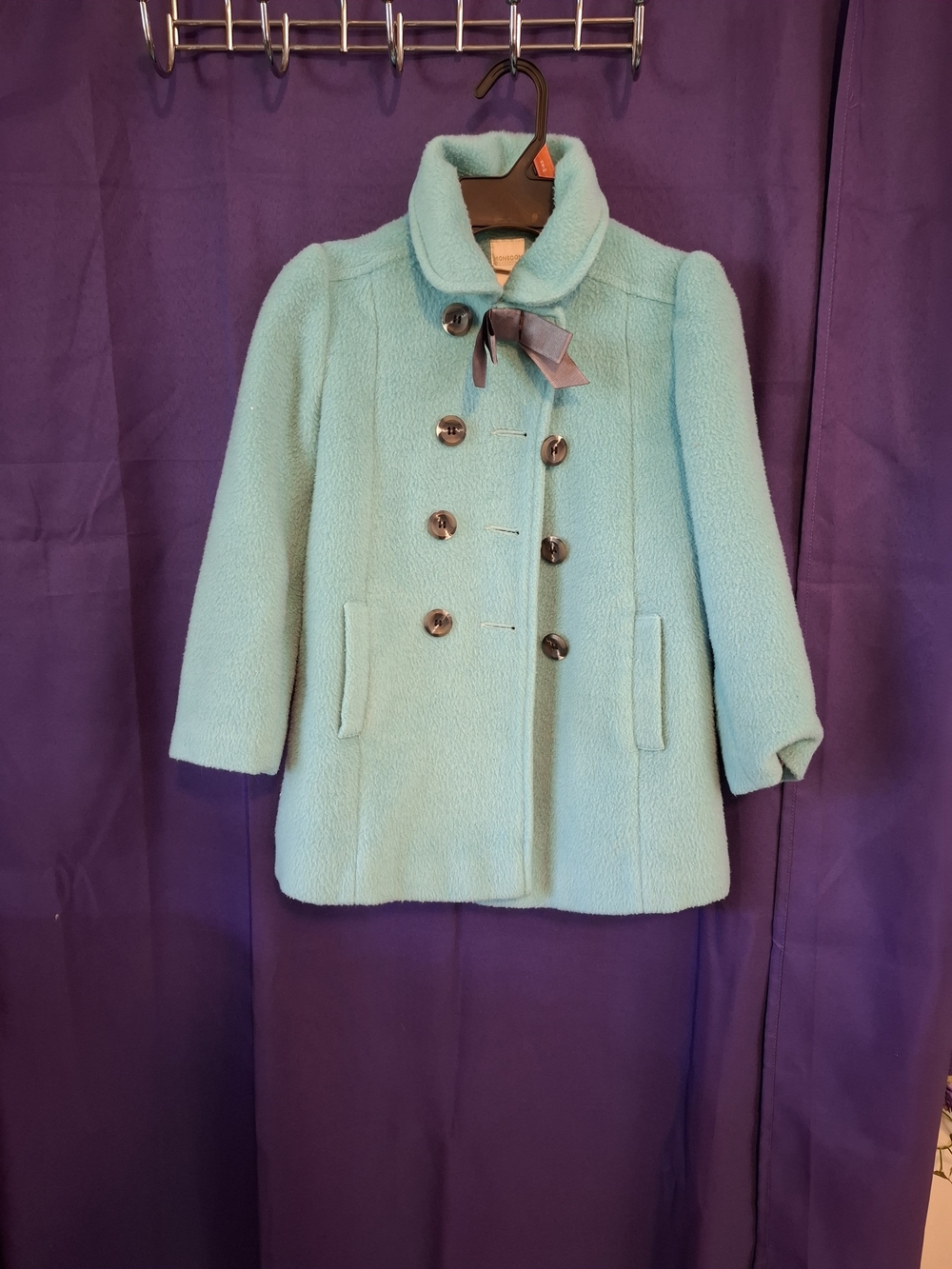 Monsoon Girls' Mint Blue Double-Breasted Pea Coat